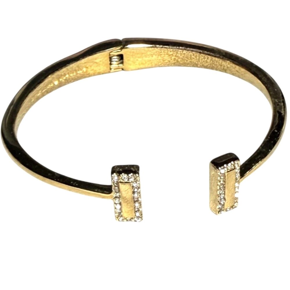 Kate Spade New York Raise The Bar Open Gold Tone Hinged Bangle Bracelet